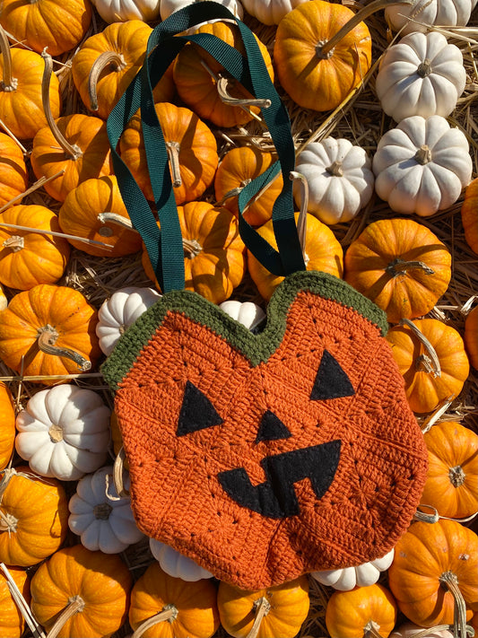 Orange Pumpkin Tote (Green Border)