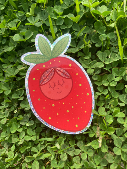 Strawberry Girl Glitter Sticker