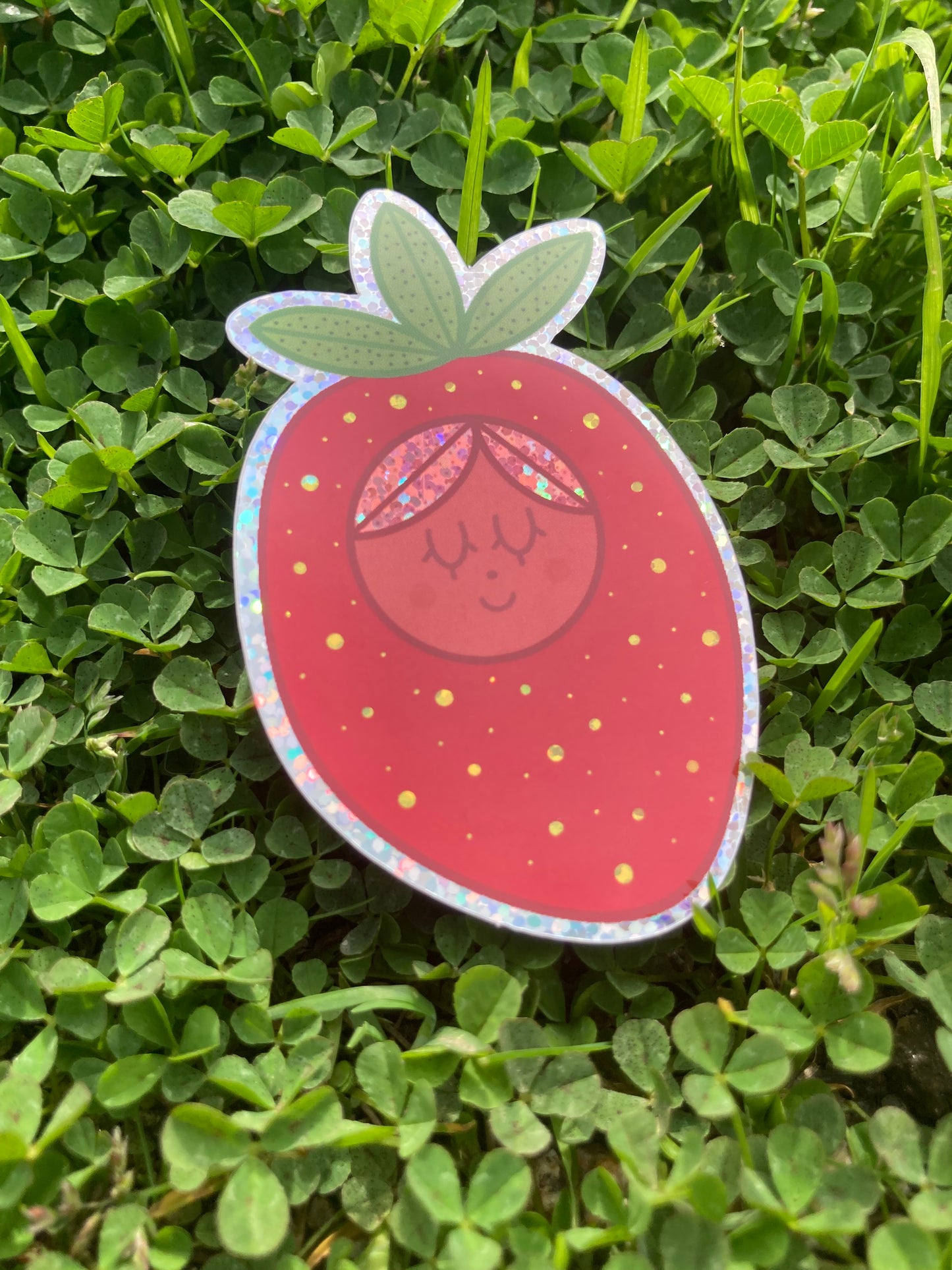 Strawberry Girl Glitter Sticker